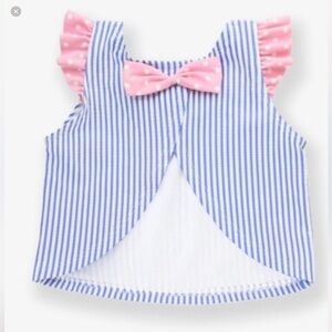 Ruffle Butts periwinkle stripe seersucker tankini top Size 6 - 12 Months